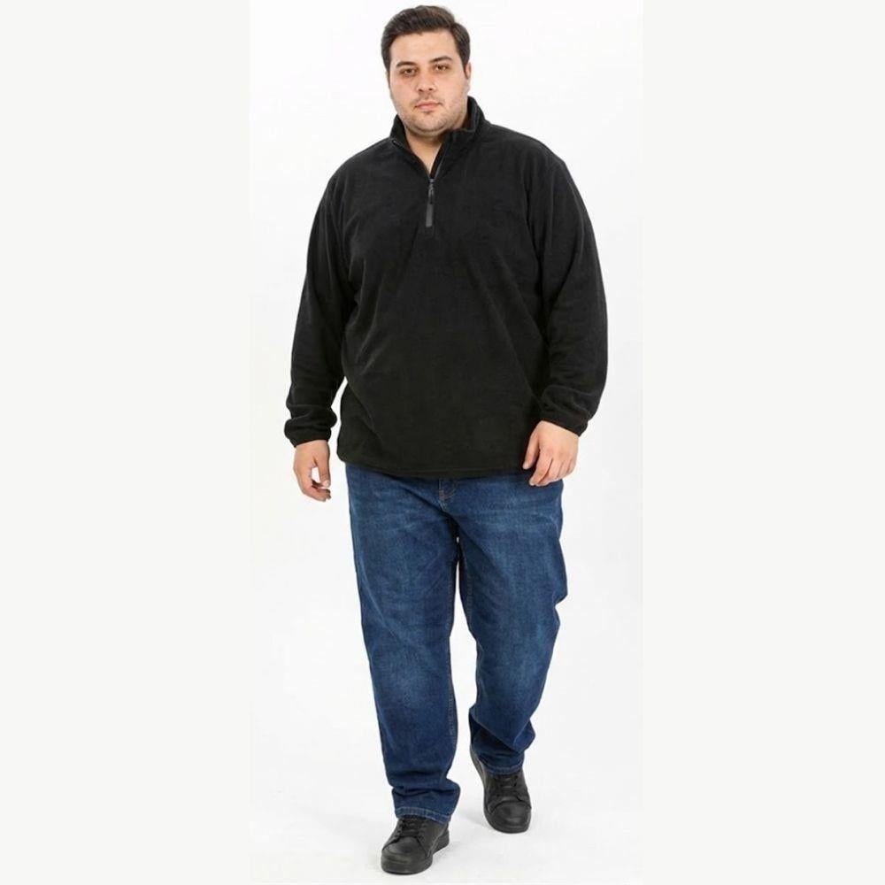 Exuma Erkek Büyük Beden Yarım Fermuarlı Polar 2312001 - Siyah