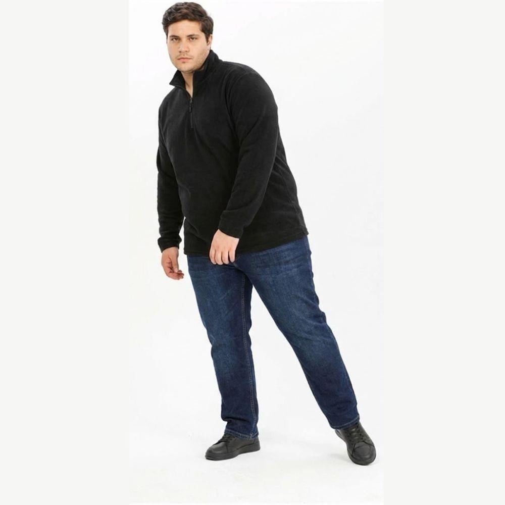 Exuma Erkek Büyük Beden Yarım Fermuarlı Polar 2312001 - Siyah