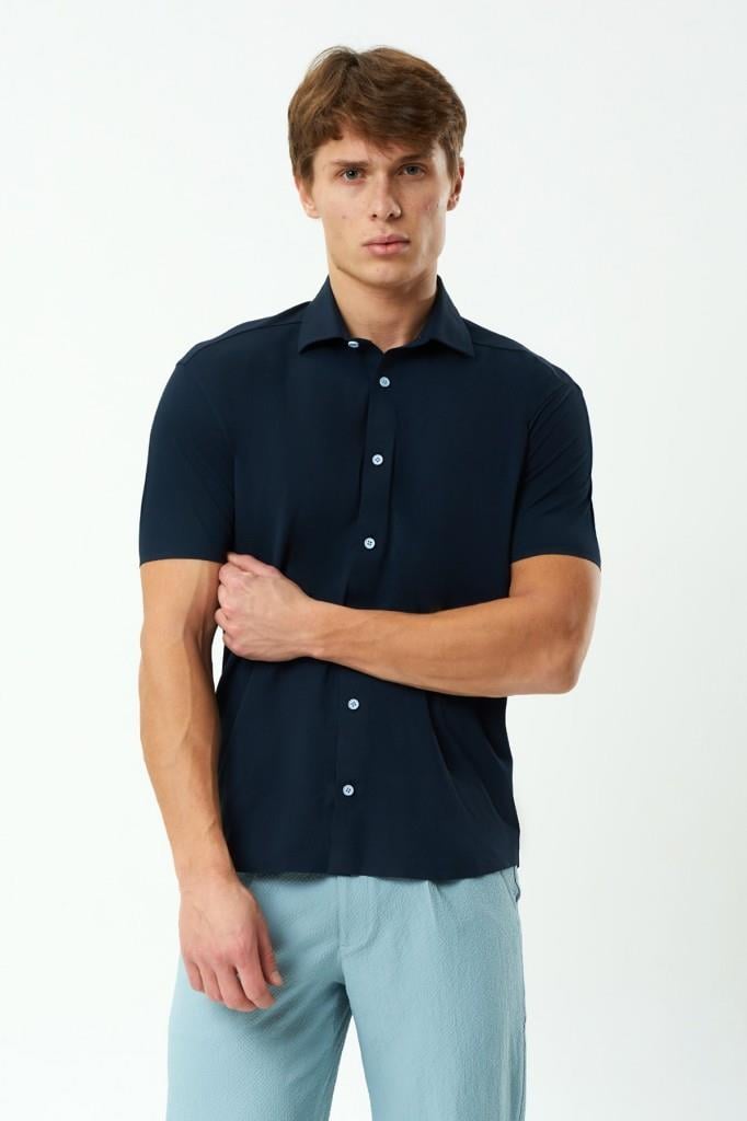 Exuma Erkek Lacivert Pike Gömlek