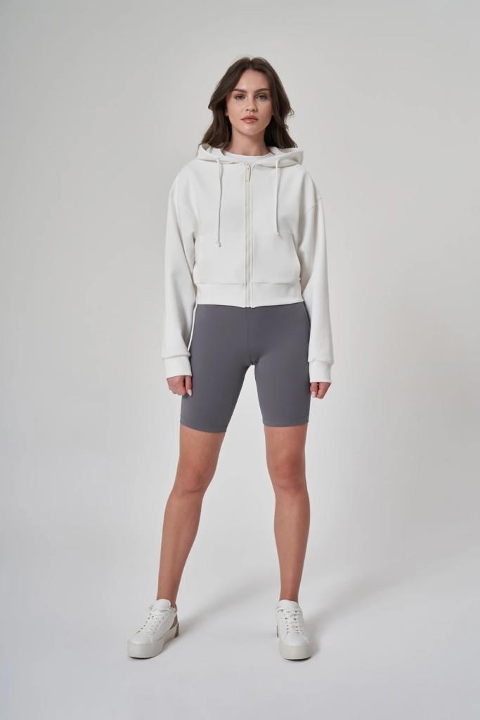 Exuma Kadın Fermuarlı Beyaz Sweatshirt 1529109-BEYAZ