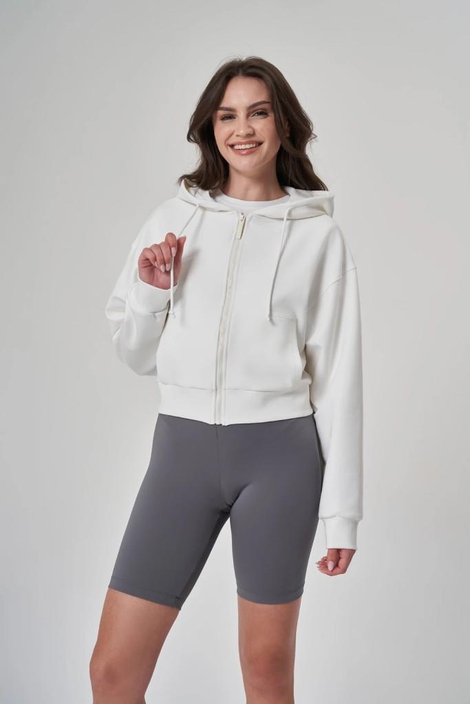 Exuma Kadın Fermuarlı Beyaz Sweatshirt 1529109-BEYAZ