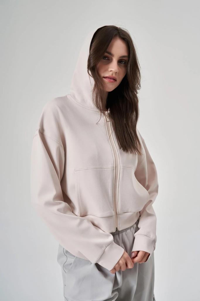 Exuma Kadın Fermuarlı Kum Rengi Sweatshirt 1529109-KUM