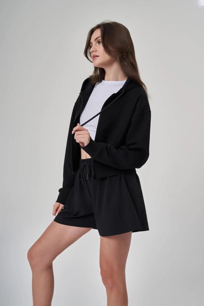 Exuma Kadın Fermuarlı Siyah Sweatshirt 1529109-SİYAH