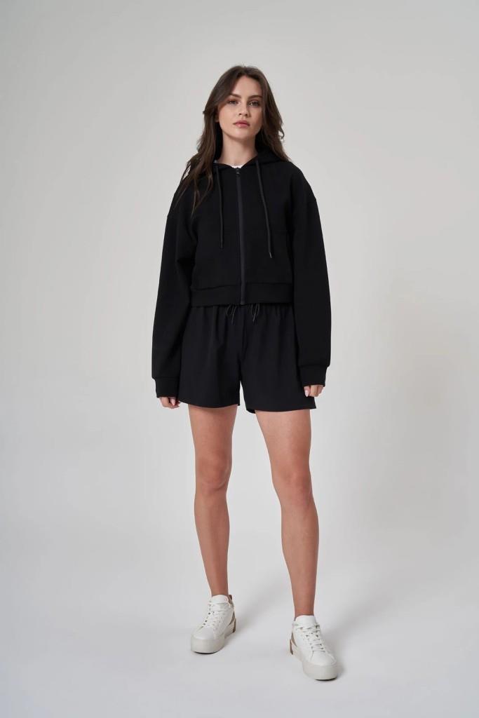 Exuma Kadın Fermuarlı Siyah Sweatshirt 1529109-SİYAH