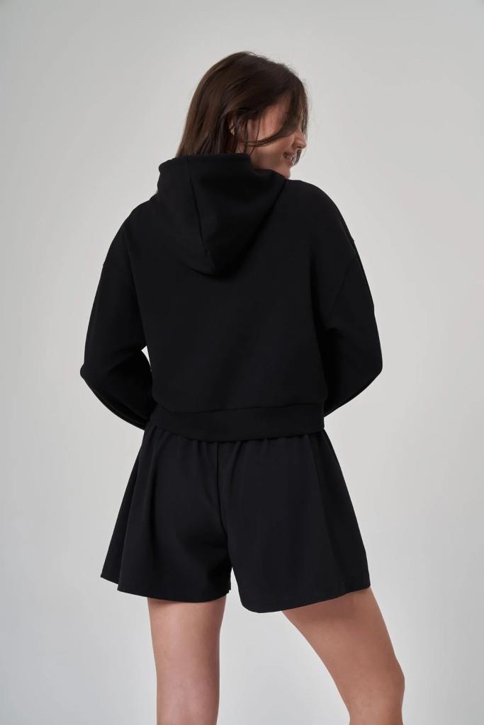 Exuma Kadın Fermuarlı Siyah Sweatshirt 1529109-SİYAH