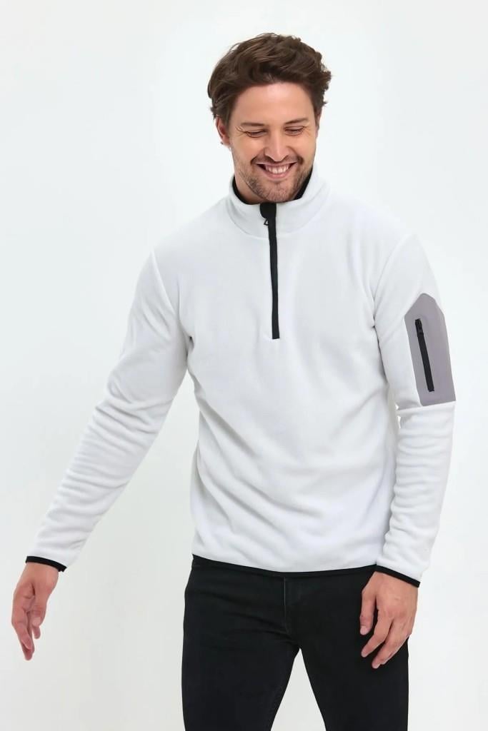 Exuma Yarım Fermuarlı Erkek Polar 2312002 - Beyaz