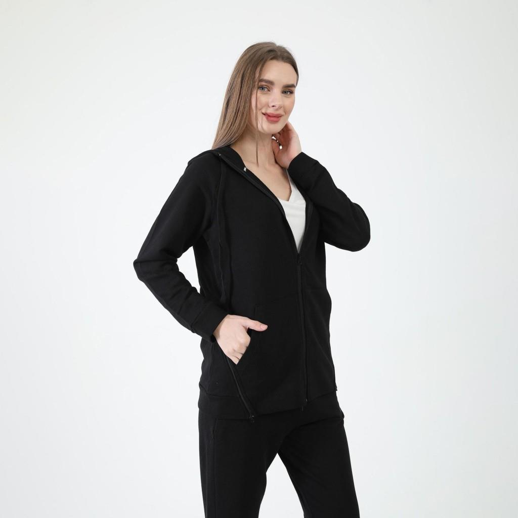 Joma 6231305-Siyah Kadın Önden Fermuarlı Sweat