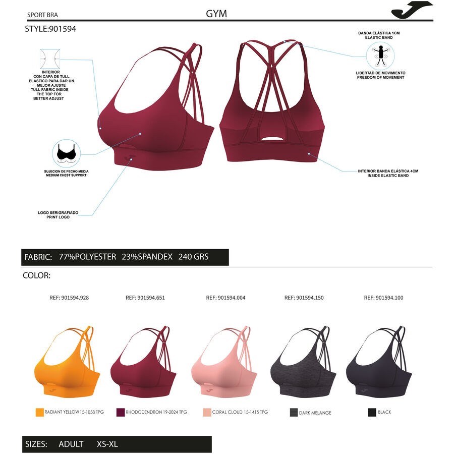 Joma 901594.200 Core Orta Destek Kadın Spor Sütyeni - Beyaz