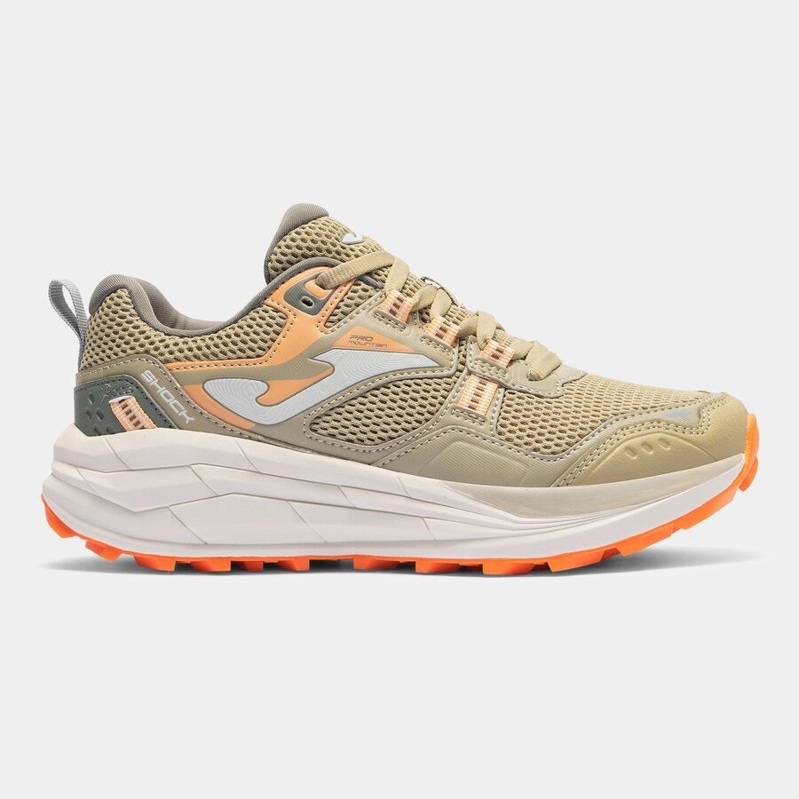 Joma TKSHLS2612 Shock Lady Kadın Outdoor ve Trail Koşu Ayakkabısı - Bej/Turuncu