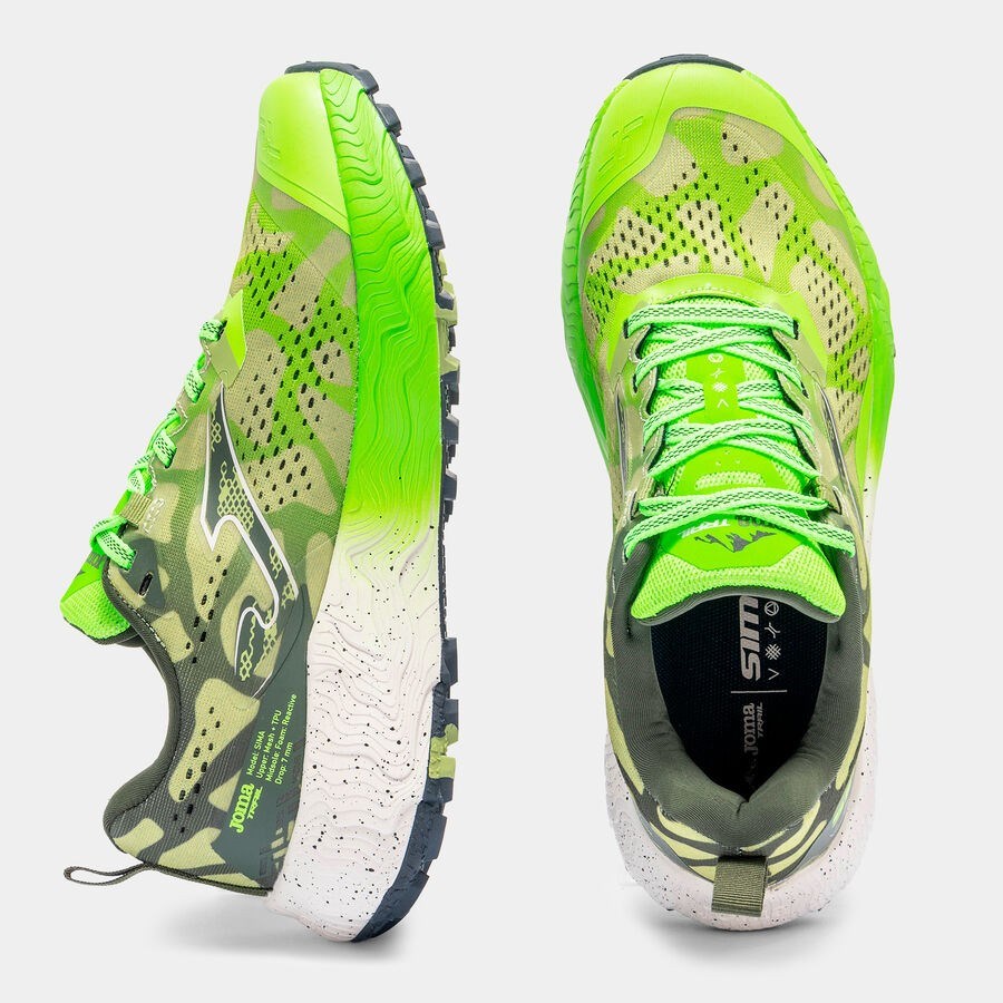 Joma TKSIMS2615 Sima Erkek Trail Koşu Ayakkabısı - Fluo Yeşil/Haki