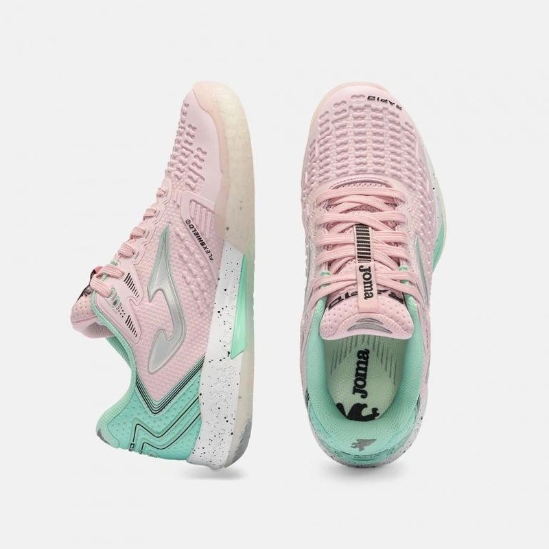Joma TRALS2613C Rapid Lady Toprak Kort Kadın Tenis Ayakkbısı - Pembe/Yeşil