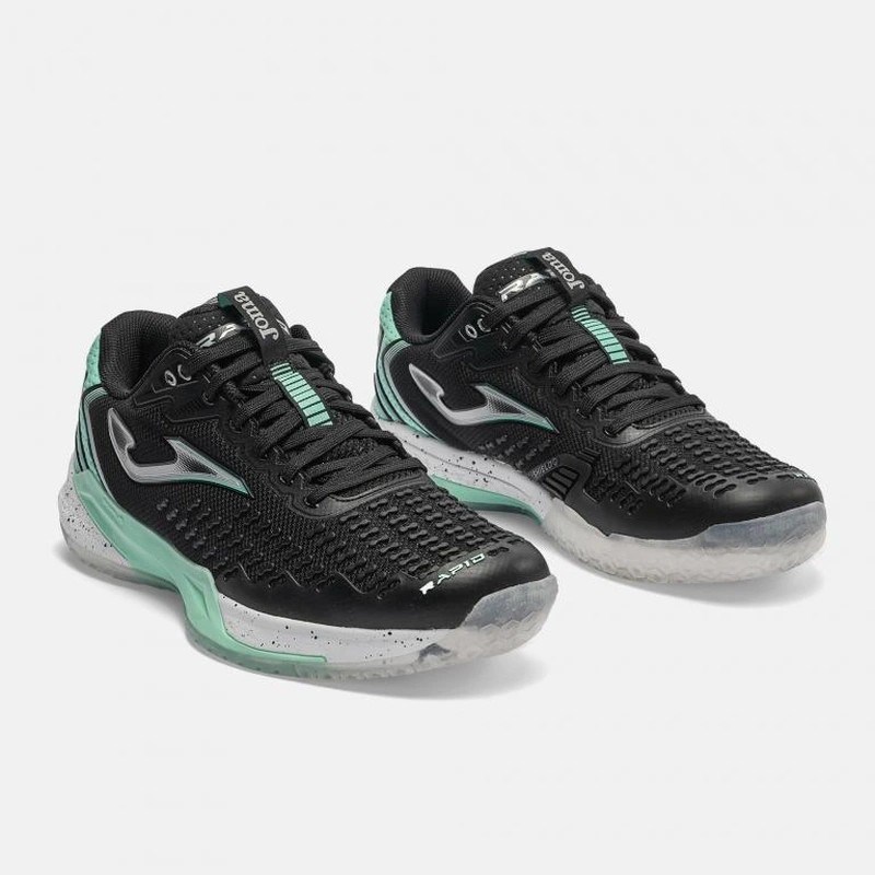 Joma TRAPS2601AC Rapid Sert & Toprak Kort Erkek Tenis Ayakkabısı - Siyah/Mentol