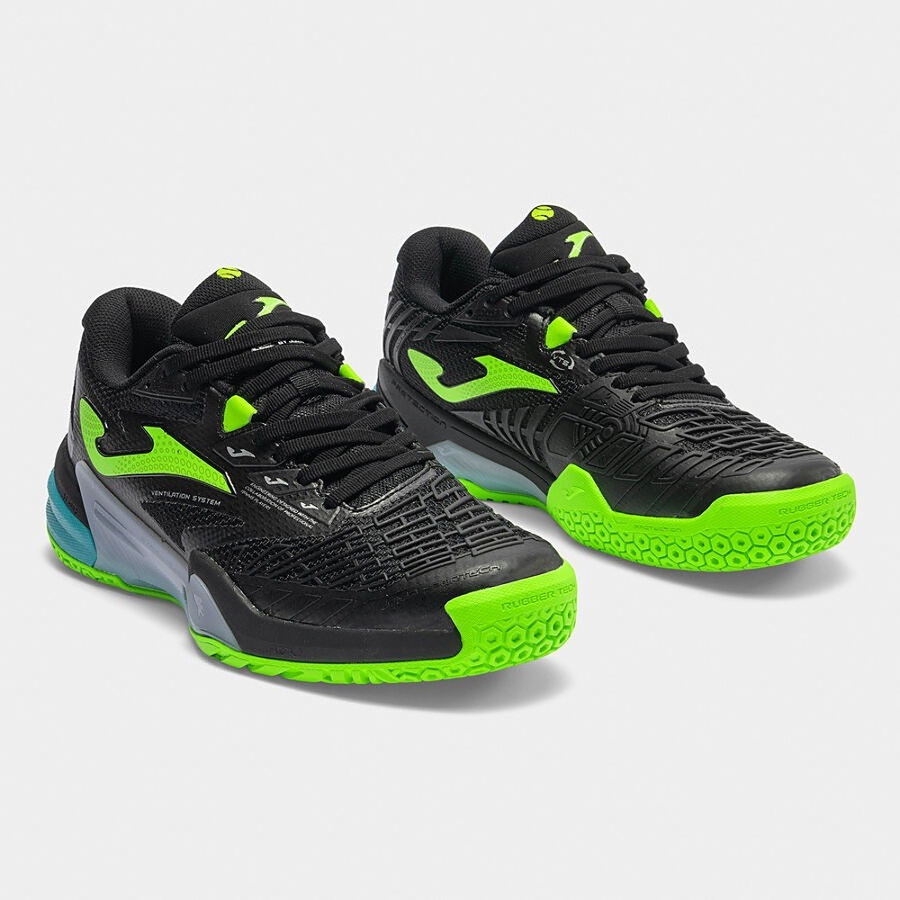 Joma TROLS2601C Roland Toprak Kort Erkek Tenis Ayakkabısı - Siyah/Neon Yeşil