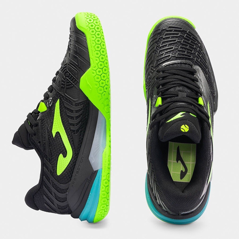 Joma TROLS2601C Roland Toprak Kort Erkek Tenis Ayakkabısı - Siyah/Neon Yeşil