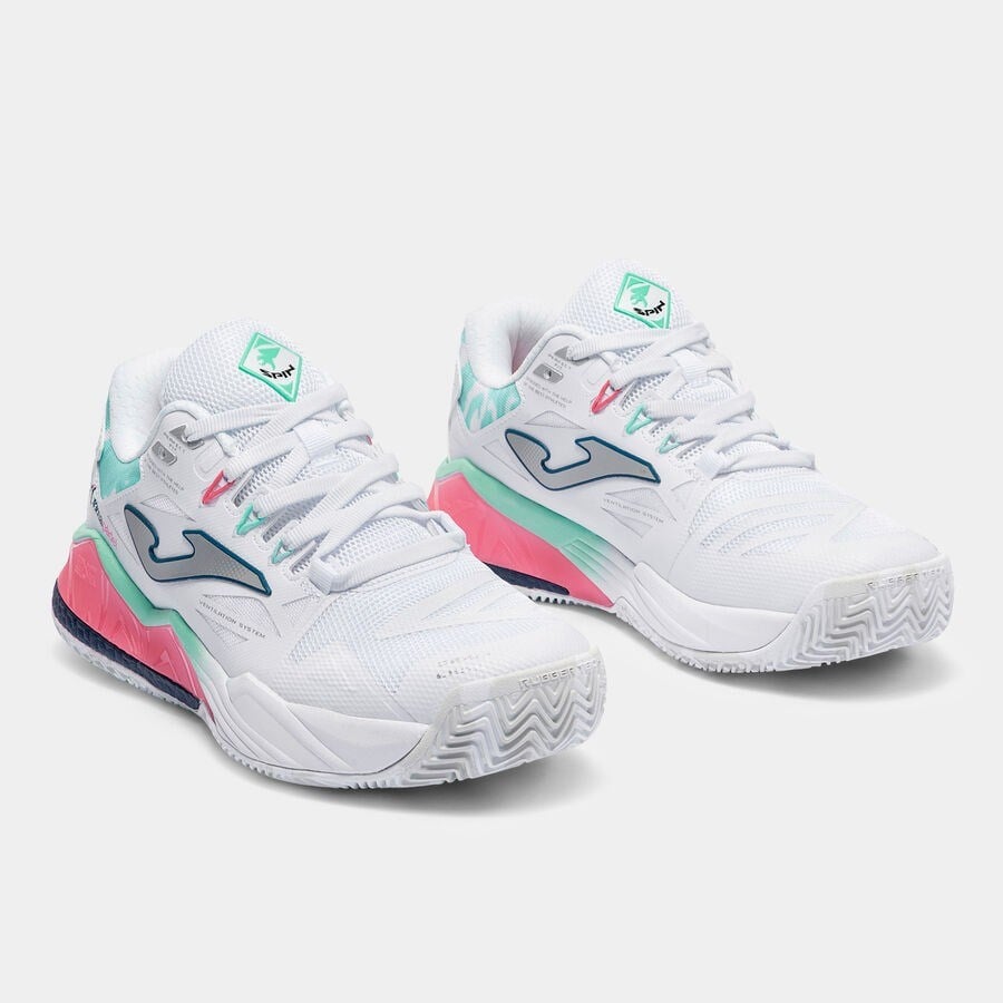 Joma TSPILS2602OM Spin Kadın Padel Ayakkabısı Beyaz/Pembe