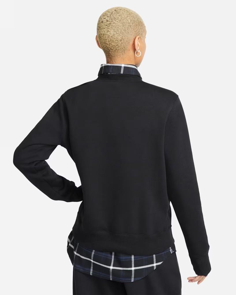 NIKE DQ5751-010 Phoenix Fleece Sıfır Yaka Kadın Siyah Sweat