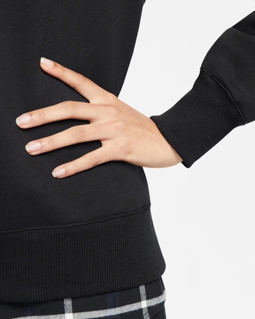 NIKE DQ5751-010 Phoenix Fleece Sıfır Yaka Kadın Siyah Sweat