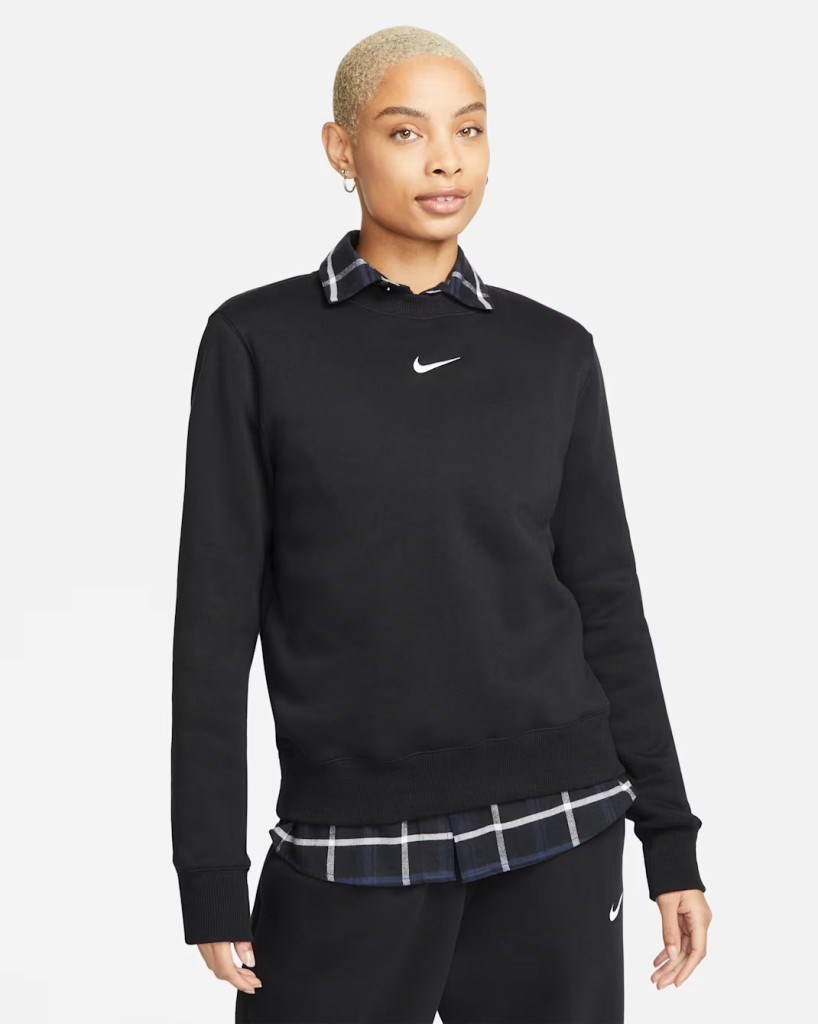 NIKE DQ5751-010 Phoenix Fleece Sıfır Yaka Kadın Siyah Sweat