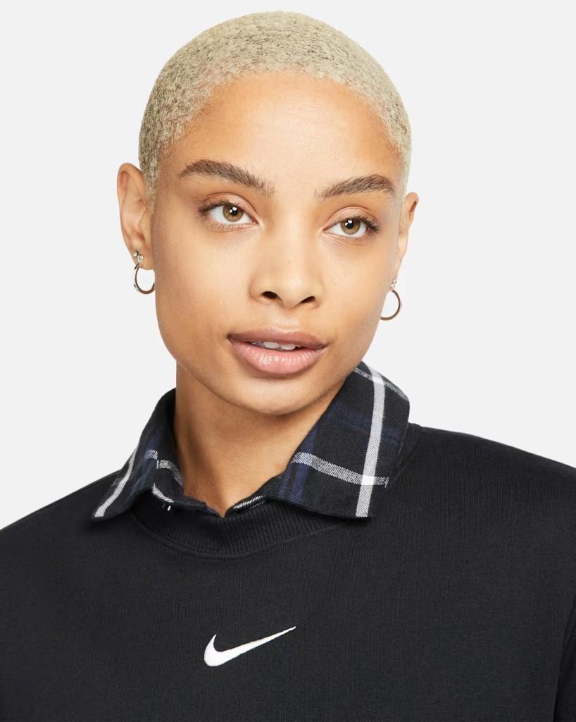 NIKE DQ5751-010 Phoenix Fleece Sıfır Yaka Kadın Siyah Sweat