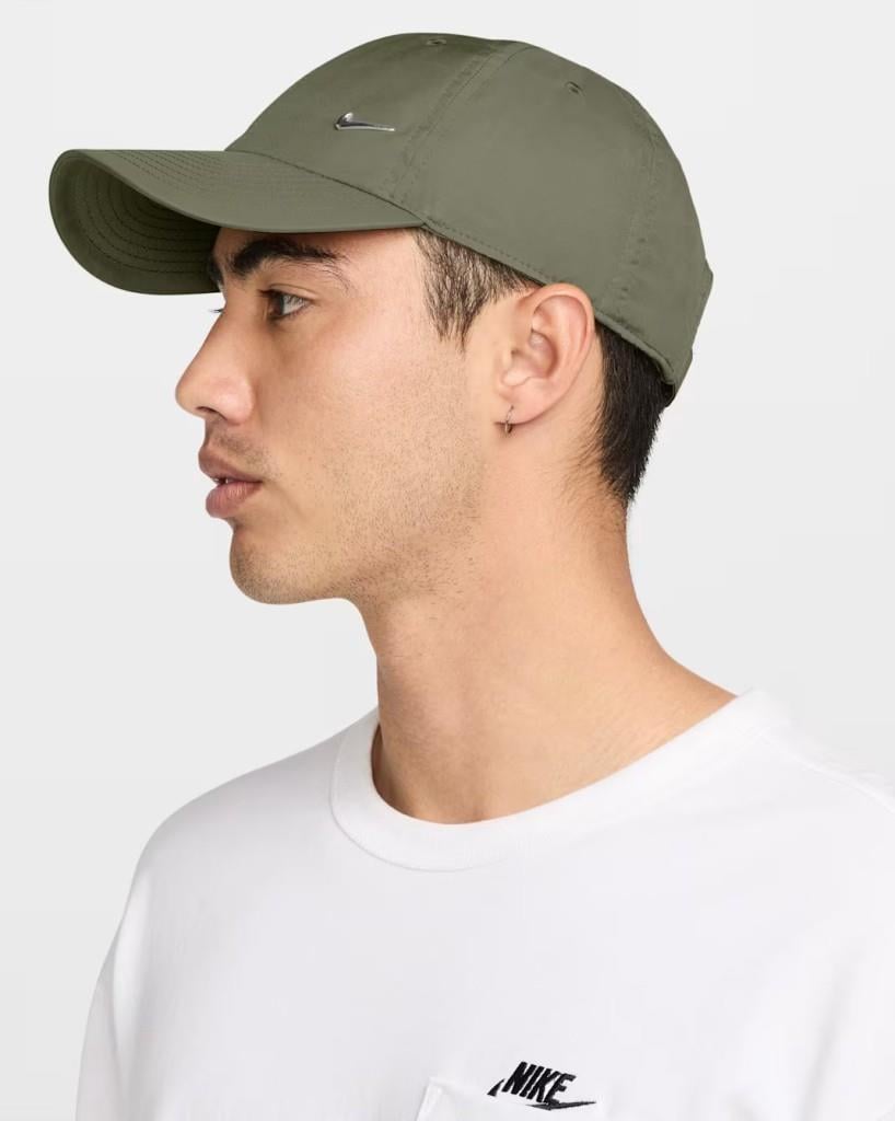 Nike Dri-FIT Club FB5372-222 Yumuşak Metal Swoosh Şapka - Medium Olive