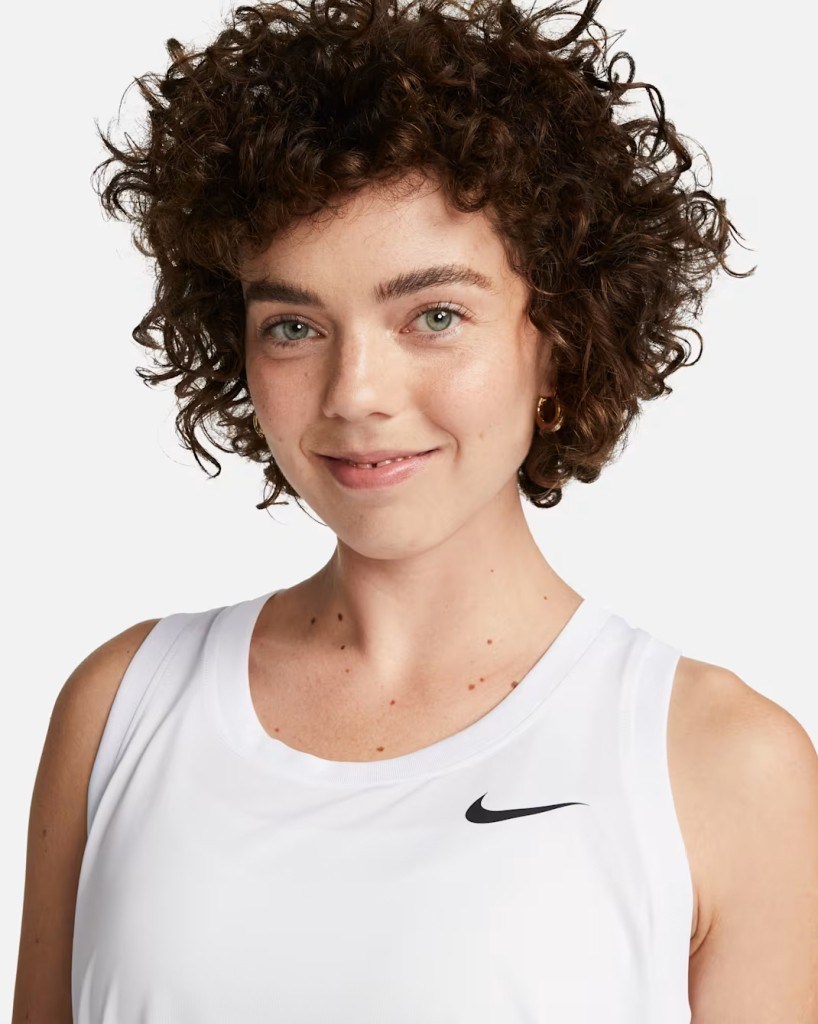 Nike Dri-FIT DX0706-100 Yarışçı Sırtlı Kadın Atleti - Beyaz