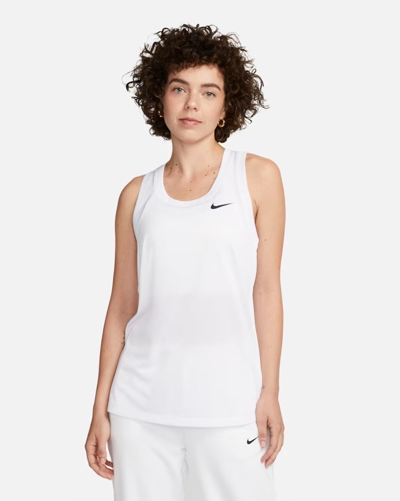 Nike Dri-FIT DX0706-100 Yarışçı Sırtlı Kadın Atleti - Beyaz