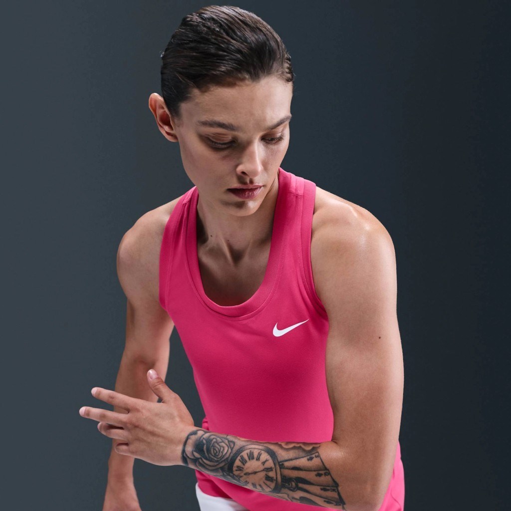 Nike Dri-FIT DX0706-666 Yarışçı Sırtlı Kadın Atleti - Pembe