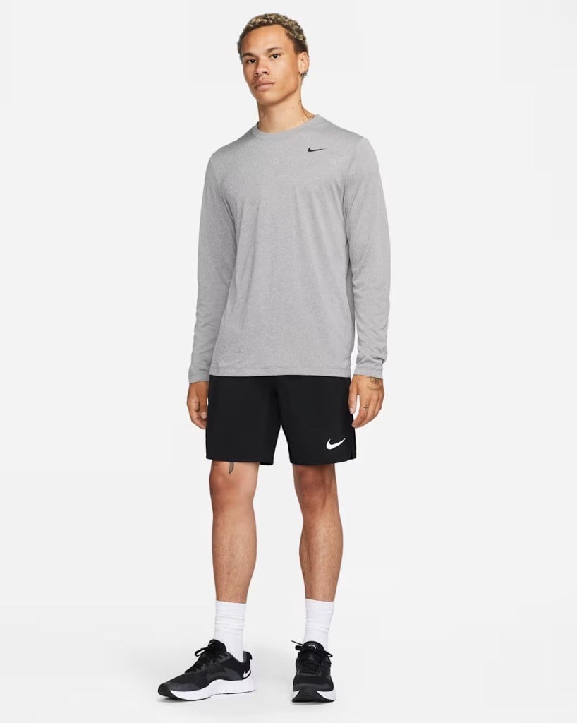 Nike Dri-FIT Legend DX0993-063 Erkek Uzun Kollu Tişört - Tumbled Grey