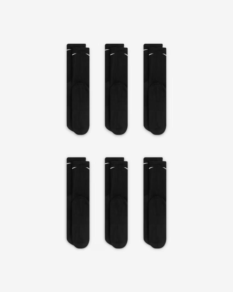 Nike Everyday Plus Destekli Antrenman Crew Çorapları (6 Çift) Siyah SX6897-010