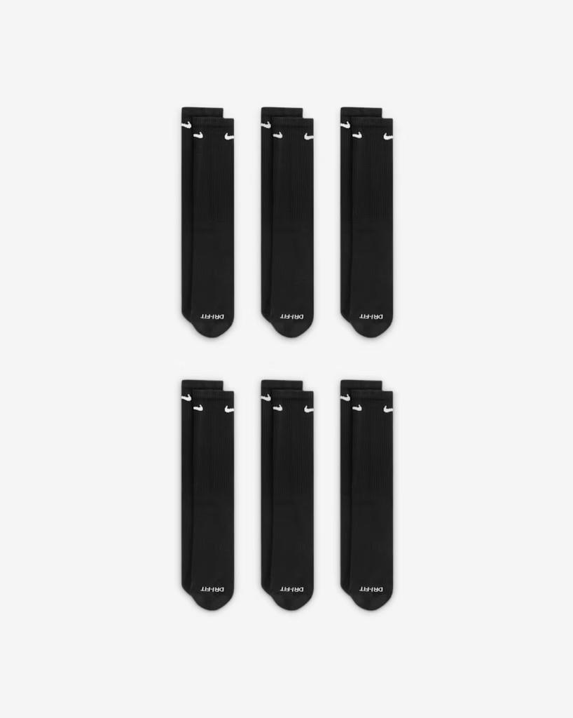 Nike Everyday Plus Destekli Antrenman Crew Çorapları (6 Çift) Siyah SX6897-010
