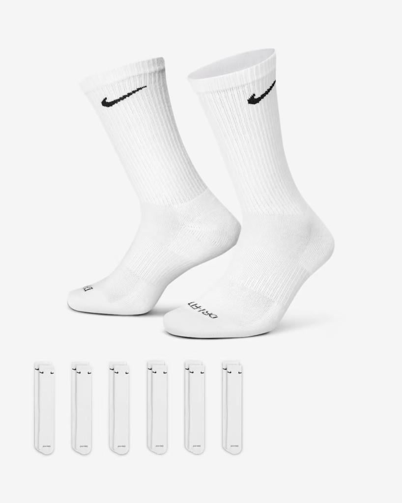 Nike Everyday Plus Destekli Antrenman Crew Çorapları (6 Çift) Beyaz SX6897-100