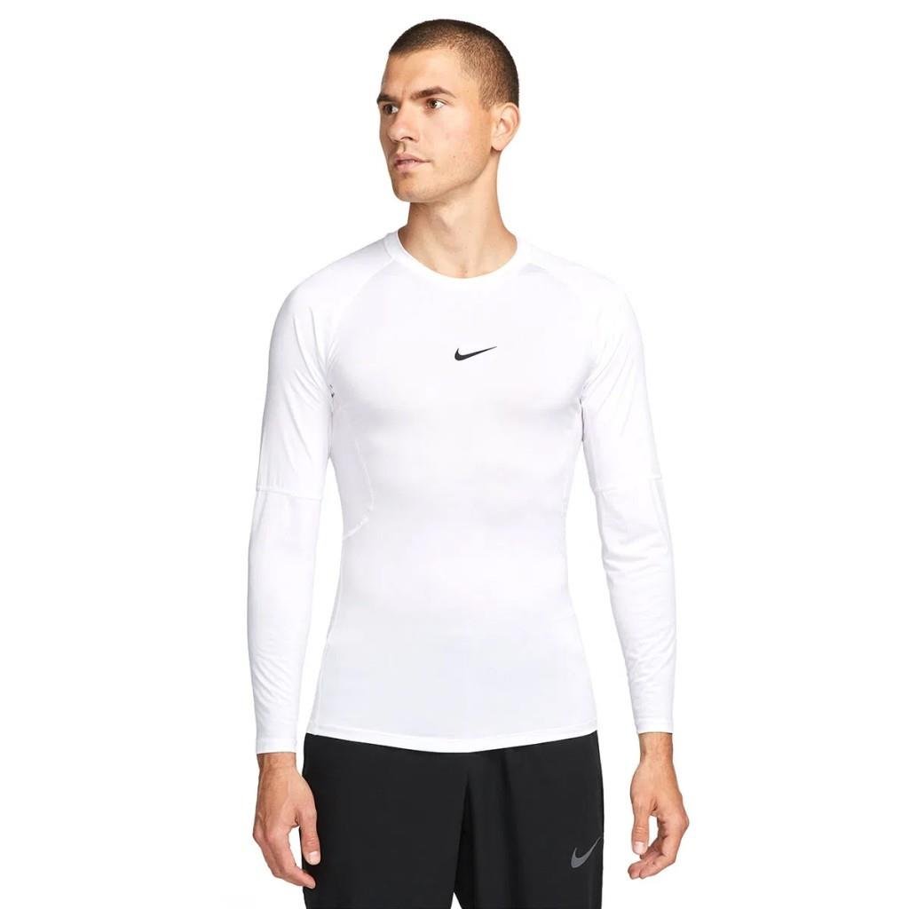 NIKE  FB7919-100 Pro Dri-FIT Erkek Beyaz Uzun Kollu Tişört