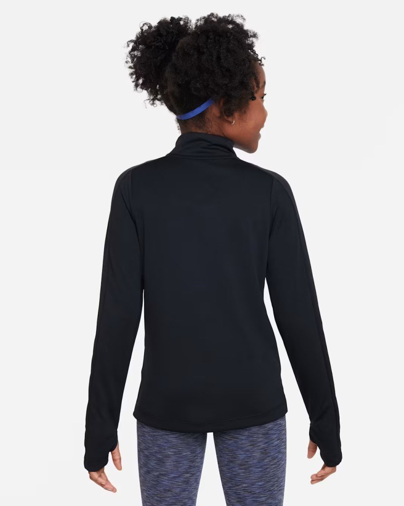 Nike FD2853-010 Dri-FIT Uzun Kollu Çeyrek Fermuarlı Kız Çocuk Üstü - Siyah