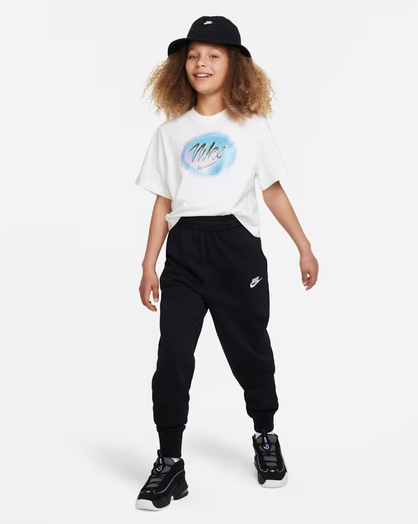 Nike FD2921-010 Sportswear Club Fleece Büyük Kız Çocuk Yüksek Belli Dar Kesim Pantolon - Siyah