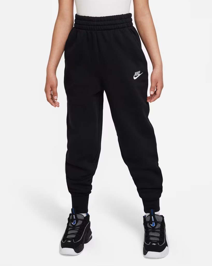 Nike FD2921-010 Sportswear Club Fleece Büyük Kız Çocuk Yüksek Belli Dar Kesim Pantolon - Siyah