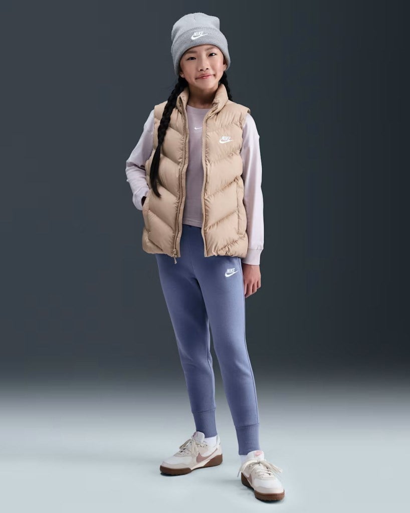 Nike FD2921-499 Sportswear Club Fleece Büyük Kız Çocuk Yüksek Belli Dar Kesim Pantolon - Lila