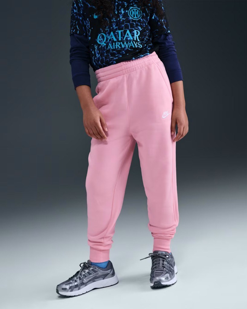 Nike FD2921-690 Sportswear Club Fleece Büyük Kız Çocuk Yüksek Belli Dar Kesim Pantolon - Pembe