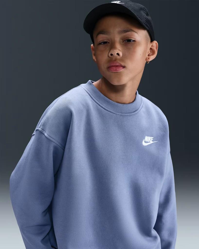 Nike FD2923-499 Sportswear Club Fleece Büyük Çocuk Bol Kesimli Sweatshirt - Lila