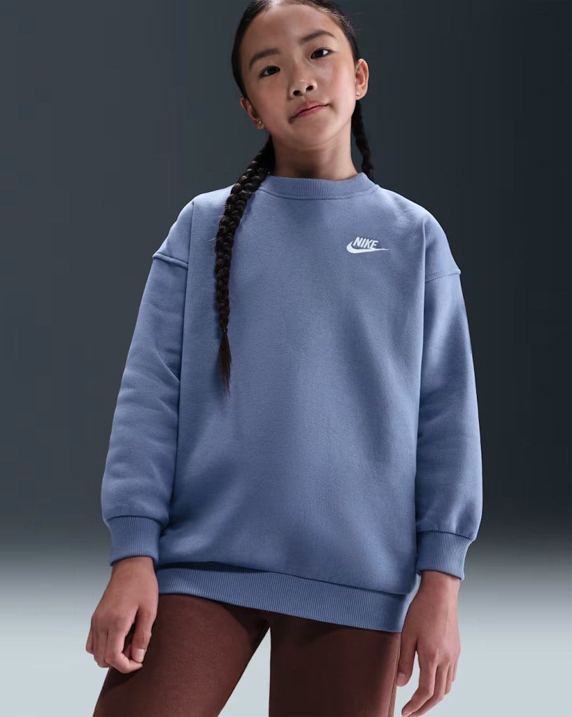 Nike FD2923-499 Sportswear Club Fleece Büyük Çocuk Bol Kesimli Sweatshirt - Lila