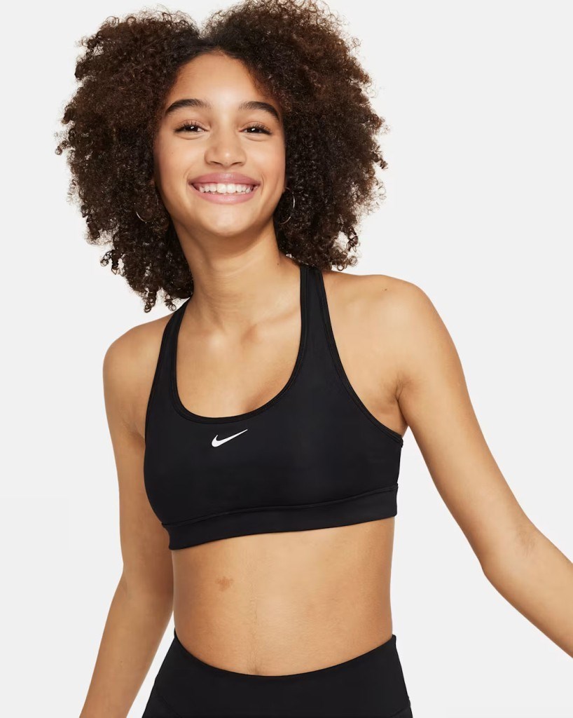 Nike FJ7161-010 Swoosh Kızlar Spor Sütyeni - Siyah