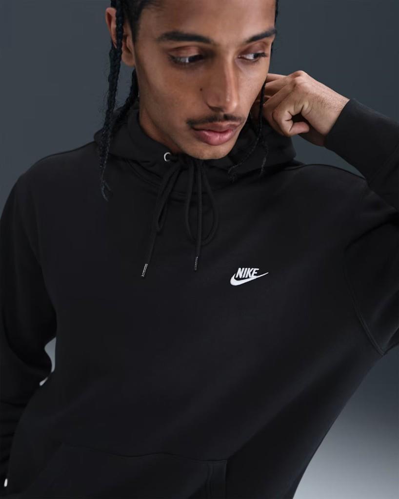 Nike FN3859-010 Club Fleece Erkek Kapüşonlu Sweatshirt - Siyah