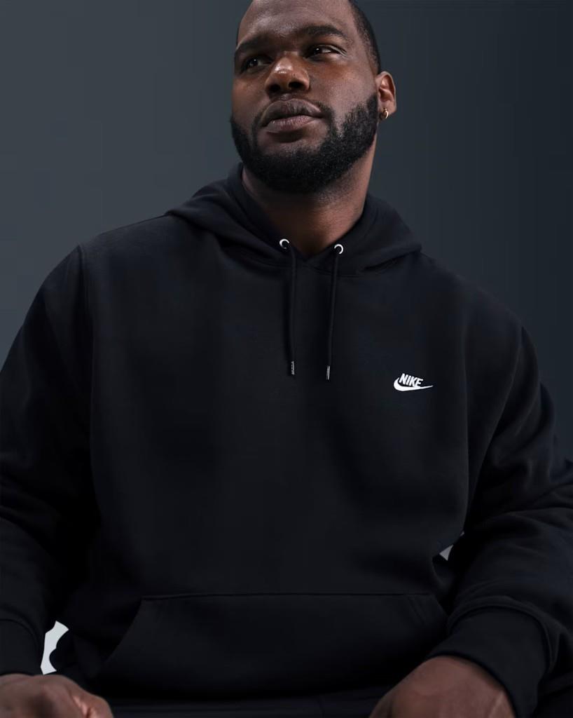 Nike FN3859-010 Club Fleece Erkek Kapüşonlu Sweatshirt - Siyah