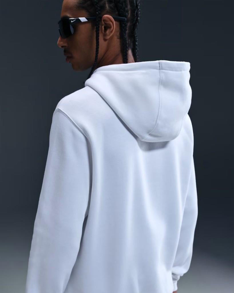 Nike FN3859-100 Club Fleece Erkek Kapüşonlu Sweatshirt - Beyaz