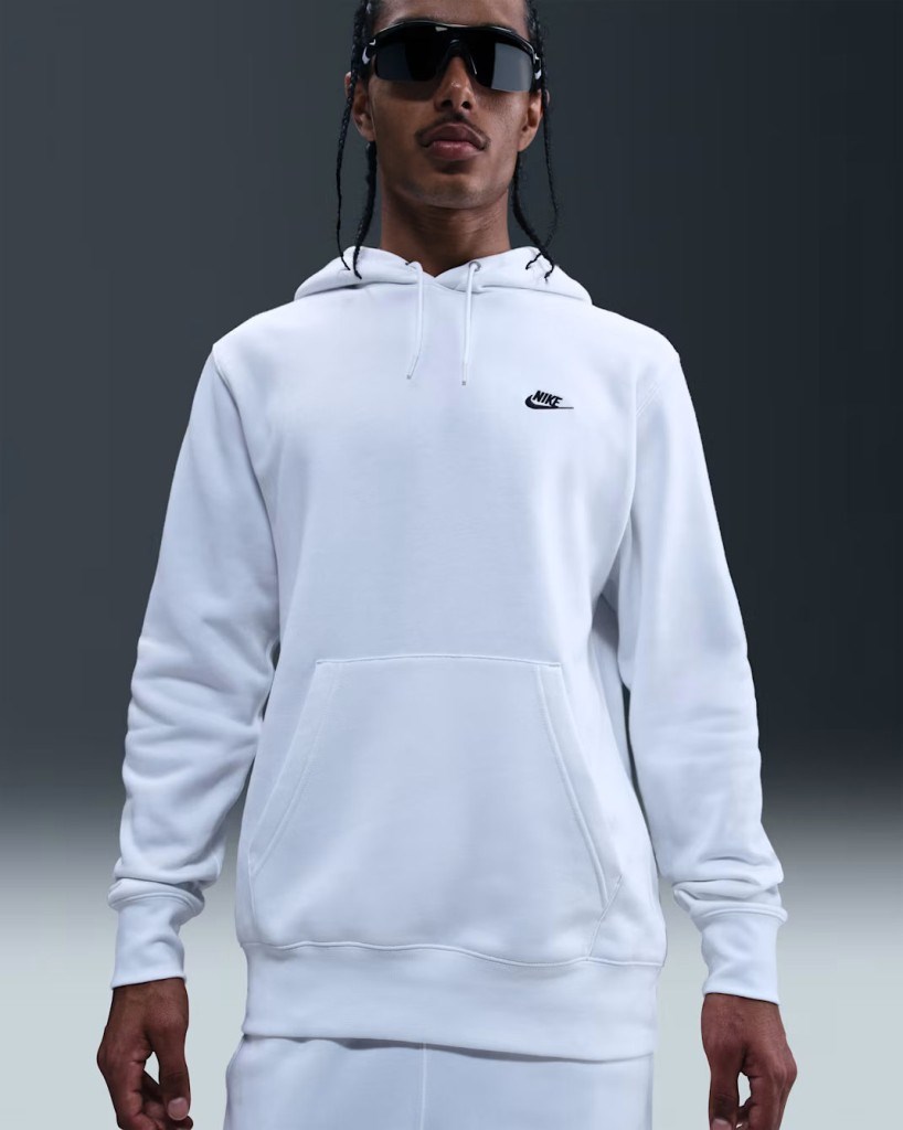 Nike FN3859-100 Club Fleece Erkek Kapüşonlu Sweatshirt - Beyaz