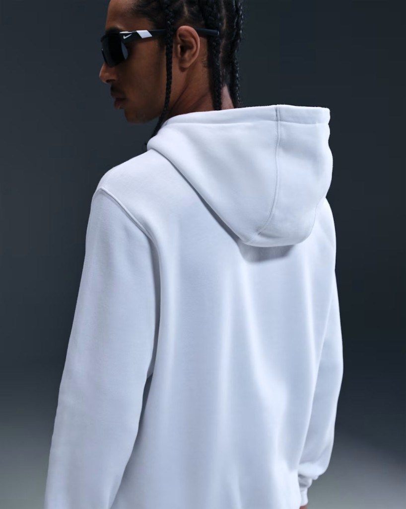 Nike FN3859-100 Club Fleece Erkek Kapüşonlu Sweatshirt - Beyaz