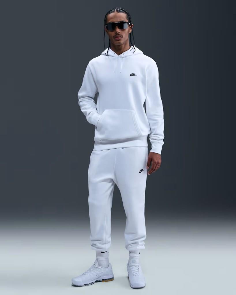 Nike FN3859-100 Club Fleece Erkek Kapüşonlu Sweatshirt - Beyaz