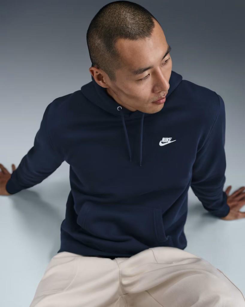 Nike FN3859-451 Club Fleece Erkek Kapüşonlu Sweatshirt - Lacivert