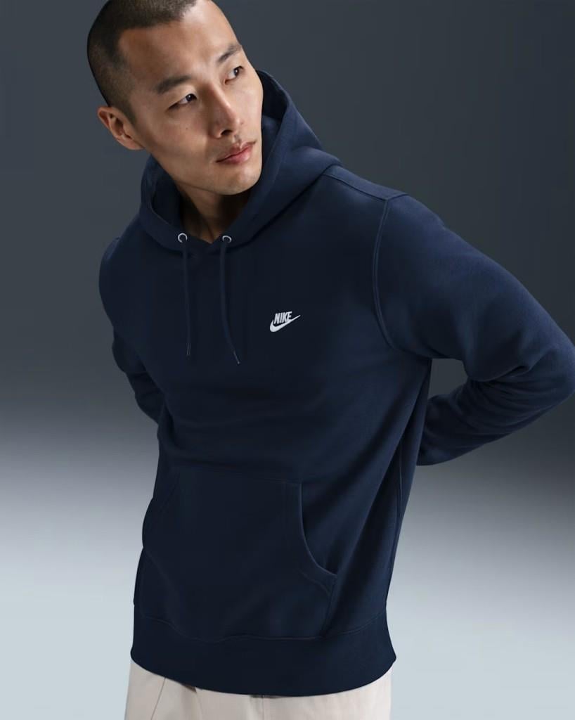Nike FN3859-451 Club Fleece Erkek Kapüşonlu Sweatshirt - Lacivert