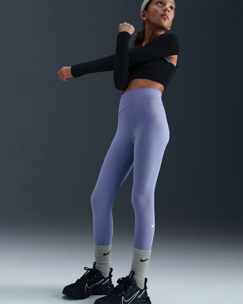 Nike FZ5605-499 One Dri-FIT Yüksek Belli Genç Çocuk (Kız) Taytı - Mor