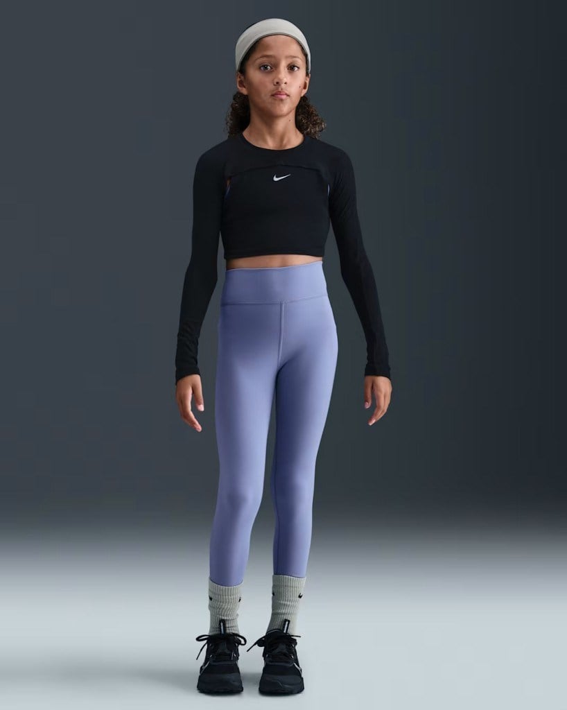 Nike FZ5605-499 One Dri-FIT Yüksek Belli Genç Çocuk (Kız) Taytı - Mor